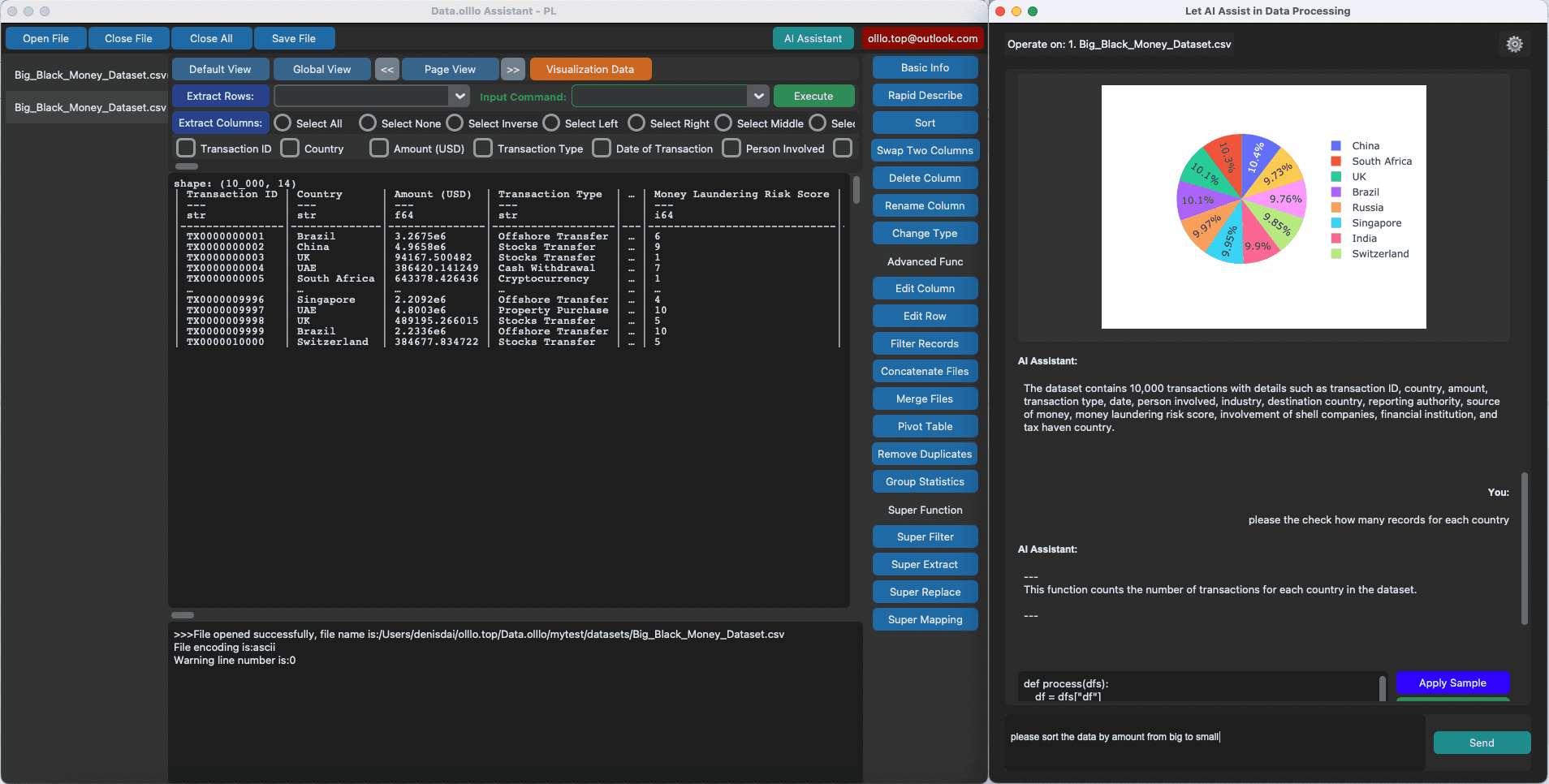 Data.olllo AI chat interface